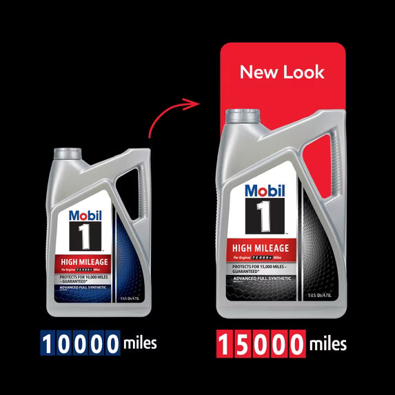 (2 pack) Mobil 1 High Mileage Full Synthetic Motor Oil 0W-20, 1 Quart