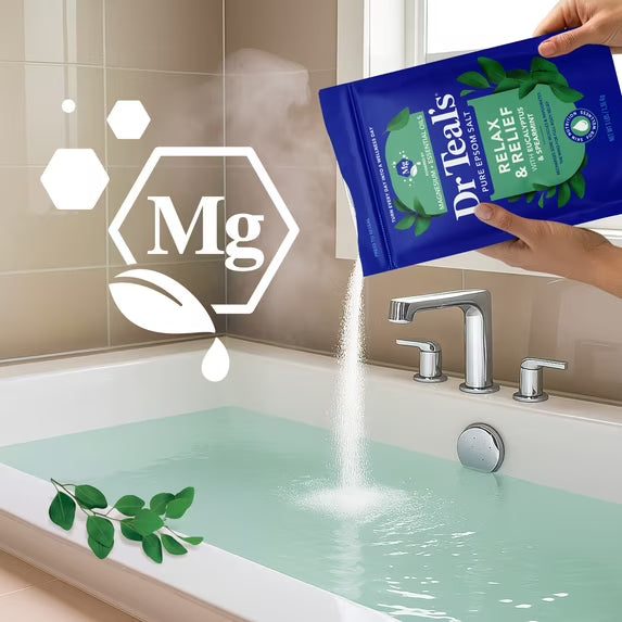 Dr Teal's Pure Epsom Salt Soaking Solution, Relax & Relief with Eucalyptus 4Pack