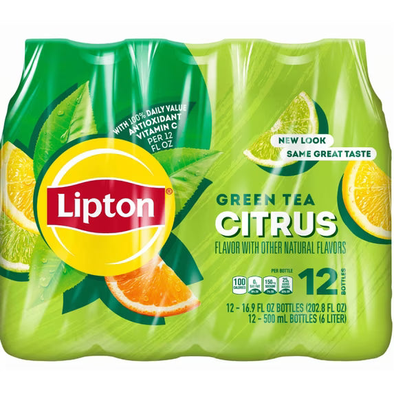 Lipton Green Tea Citrus Iced Tea, 16.9 Fl Oz, 24 Count Pack