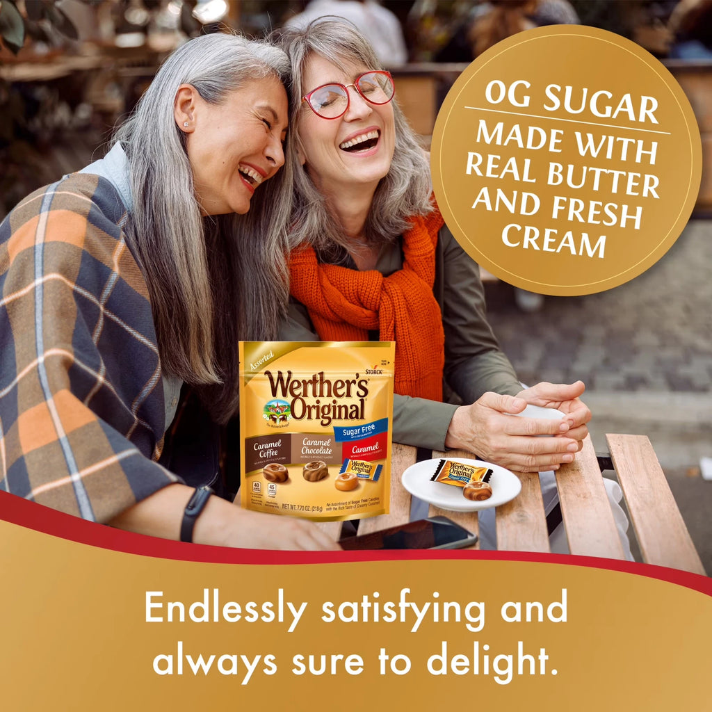 Werthers Original Hard Sugar Free Assorted Flavors, Caramel Coffee Candy, 7.7 Oz Pack of 2